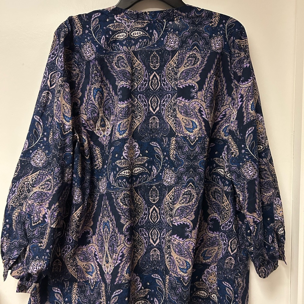Lane Bryant Women’s Blue and Purple Paisley Blouse